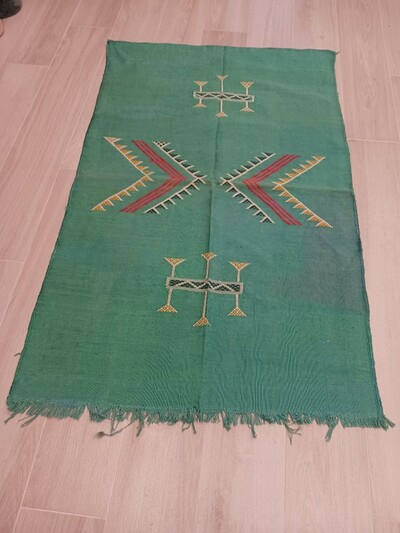 KILIM-DHURRIE VINTAGE VERDE PIEZA ÚNICA KILIM-DHURRIE VINTAGE VERDE PIEZA ÚNICA