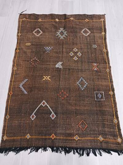 KILIM-DHURRIE VINTAGE MARRÓN PIEZA ÚNICA KILIM-DHURRIE VINTAGE MARRÓN PIEZA ÚNICA