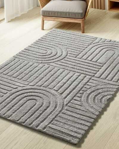 ALFOMBRA NÓRDICA EN RELIEVE 54406 GRIS PLATA ALFOMBRA NÓRDICA EN RELIEVE 54406 GRIS PLATA