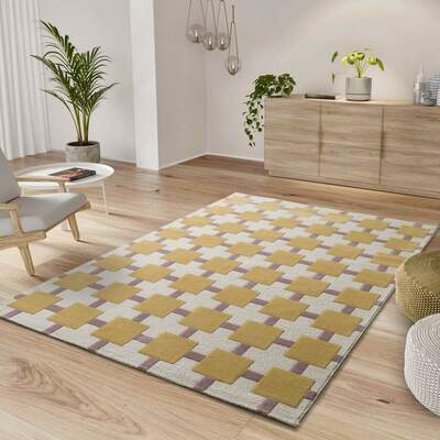 ALFOMBRA GEOMÉTRICA 25403 MOSTAZA ALFOMBRA GEOMÉTRICA 25403 MOSTAZA
