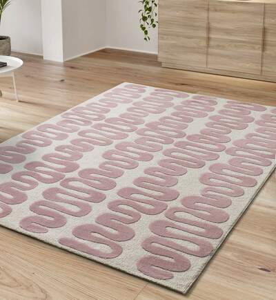 ALFOMBRA GEOMÉTRICA 25409 ROSA