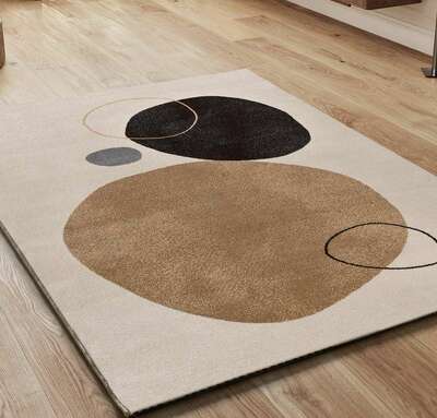 ALFOMBRA ABSTRACTA PEBLINNE BEIGE Y NEGRO