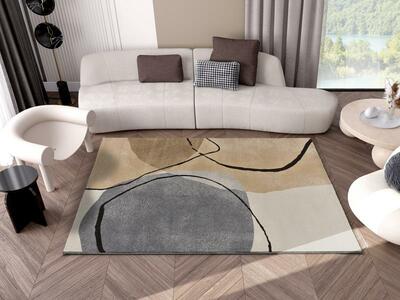ALFOMBRA ABSTRACTA LESSIA BEIGE Y GRIS